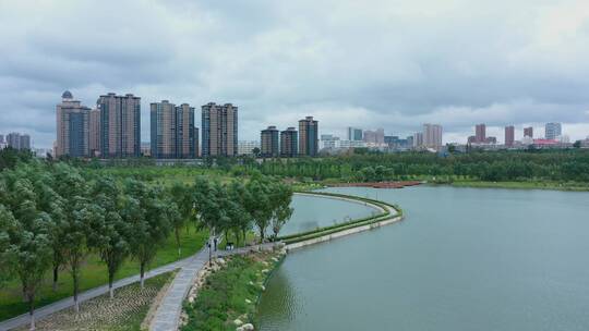 陕西省榆林市榆溪河生态长廊4K航拍
