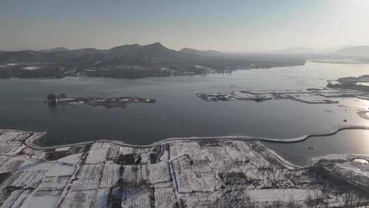 航拍农村雪景