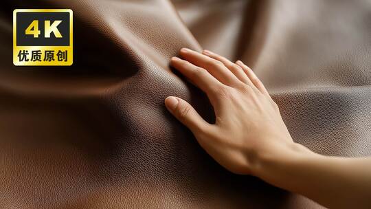 手抚摸不同质感皮革材质展示纯皮羊皮牛皮