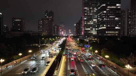 广州大桥夜景航拍车流交通广州大道广州越秀视频素材模板下载