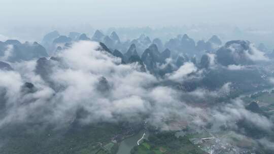 桂林山水漓江风光航拍