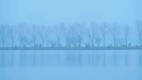 杭州雾西湖江南风景