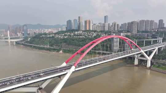 重庆嘉陵江千厮门大桥航拍