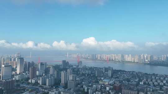 武汉长江两岸风景航拍武昌区城市建筑风光