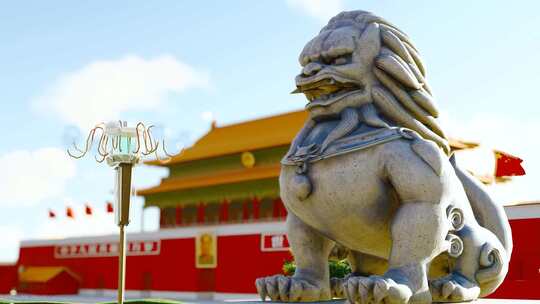 北京天安门华表和石狮子