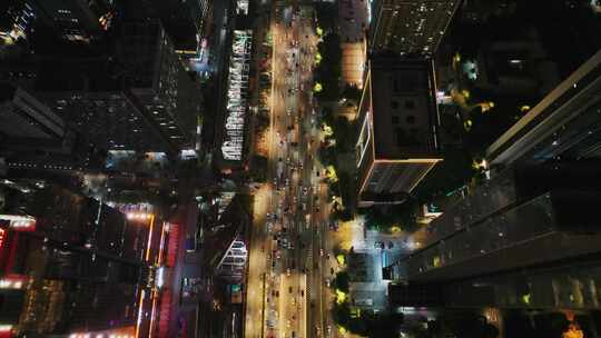 佛山禅城季华六路CBD夜景航拍视频素材模板下载
