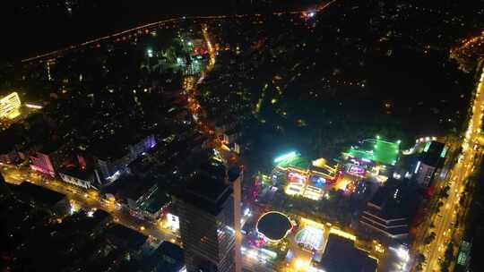 南京市鼓楼区车流夜景航拍延时