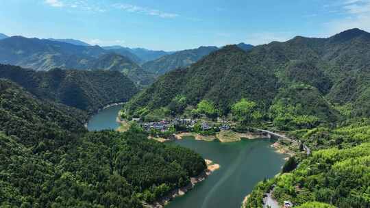 乡村振兴大美中国生态农村青山绿水湖泊视频素材模板下载
