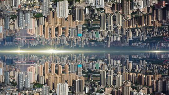 重庆城市全景逆世界3D盗梦空间素材3视频素材模板下载