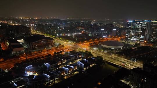 良睦路十字路口夜景航拍