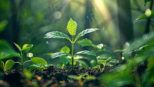 植物生长万物复苏树林小树苗森林春天ai素