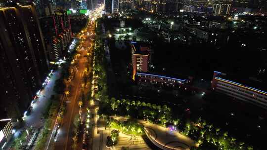 杭州下沙城市夜景文泽路