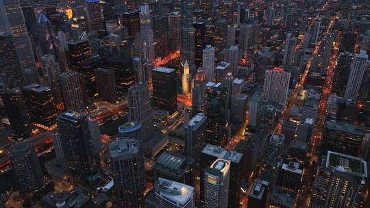 城市的夜景航拍