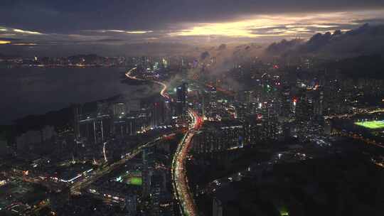 深圳福田城市夜景航拍