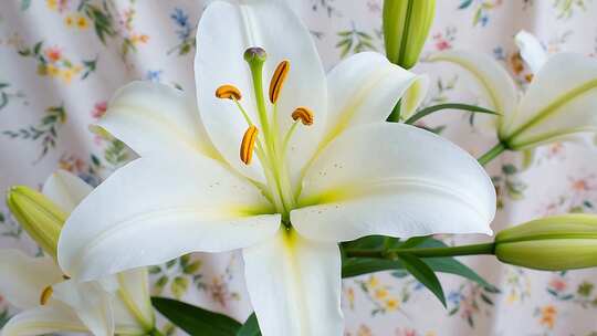 白色百合花特写