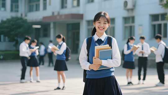 青春学生校园漫步读书教育人物生活场景