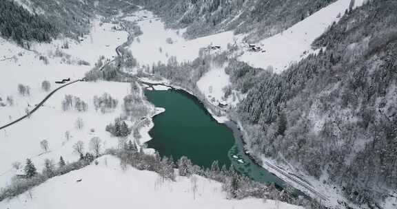 湖，雪，树木，克拉姆湖