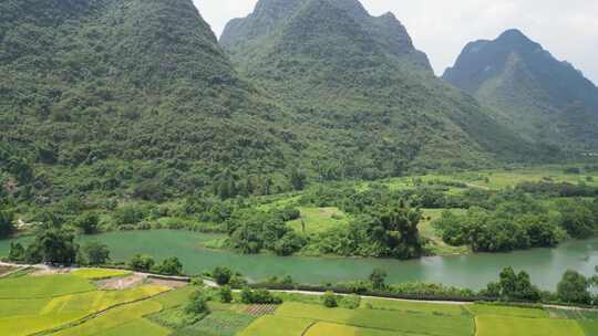 广西桂林遇龙河风景区航拍