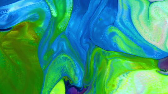 蓝色与绿色混合流动的液体