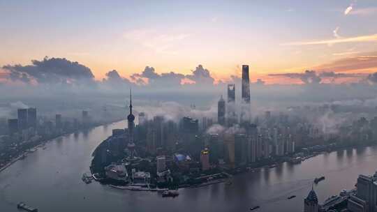 上海 陆家嘴 日出 云海 城市发展 北上广视频素材模板下载