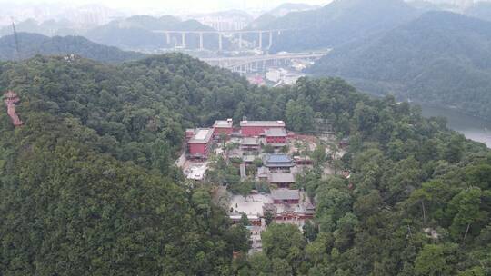 4K航拍贵州贵阳黔灵山4A景区弘福寺