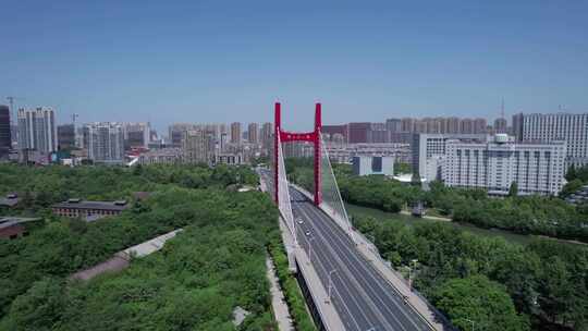 六安城市航拍合集淠河总干渠淠史杭大桥视频素材模板下载