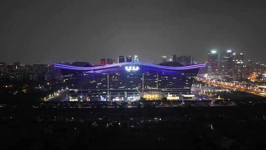 航拍四川成都环球中心夜景