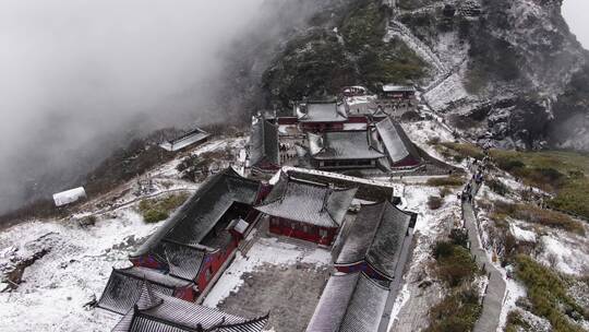 贵州铜仁梵净山雪景航拍