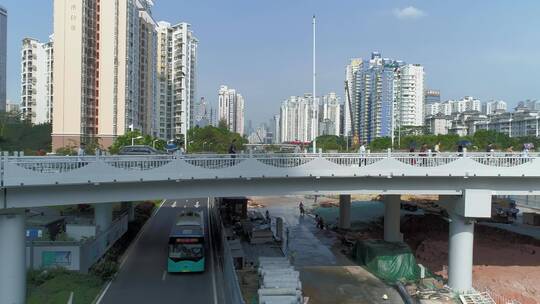 道路交通人行天桥视频素材模板下载