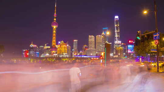 上海 黄埔 外滩 人流 人群 旅游视频素材模板下载