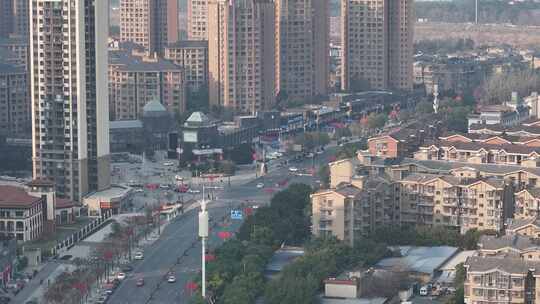 航拍广汉城西城市建筑空镜