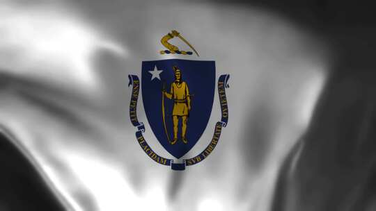 马萨诸塞州挥舞旗帜。马萨诸塞州旗帜挥舞动