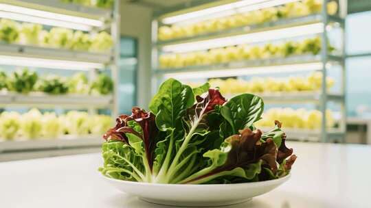 温室大棚水培蔬菜特写