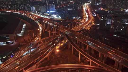山东青岛重庆路高架桥航拍视频素材模板下载