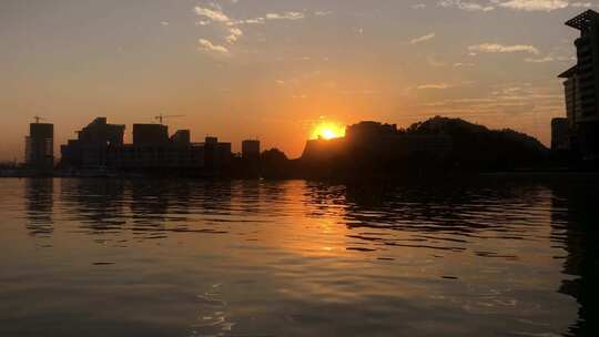 日落 夕阳湖边 海边夕阳