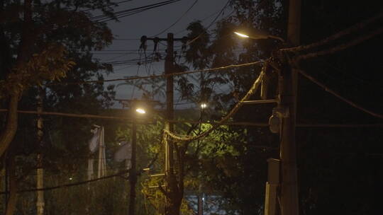 小区路灯 夜晚路灯 居民楼夜晚