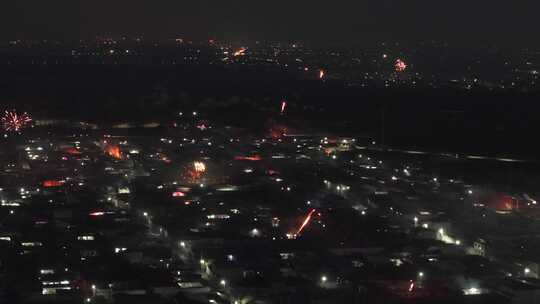 夜景 航拍 过年 放烟花 年味 城市