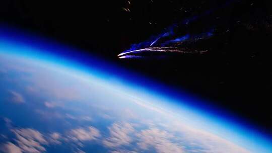 太空视角地球与流星画面
