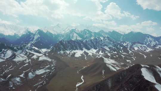 新疆 博尔塔拉 雪山航拍 