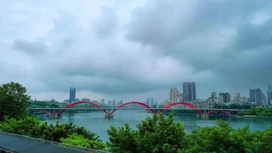 广西柳州城市街景道路街道车流延时