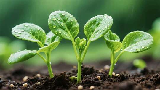 带水珠幼苗生长特写
