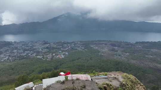 HDR印尼巴厘岛巴图尔火山航拍自然风光