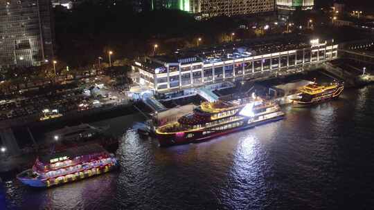 厦门财富中心轮渡双子塔鹭江道演武大桥夜景