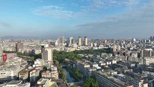 普宁市航拍广东省揭阳市城镇建筑风光住宅区