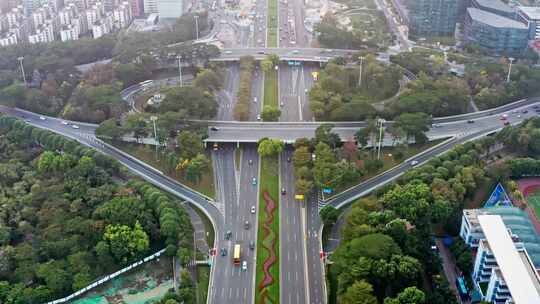 航拍城市立交桥交通道路