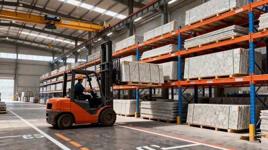 仓库内叉车作业搬运货物
