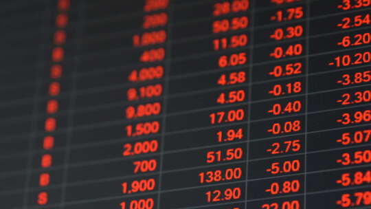 经济危机中的股票市场价格板视频素材模板下载