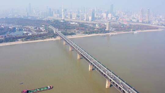 武汉长江大桥航拍4视频素材模板下载