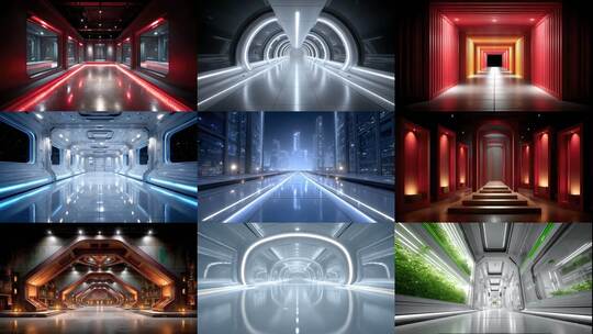 未来感走廊空间无限延伸高清在线视频素材下载