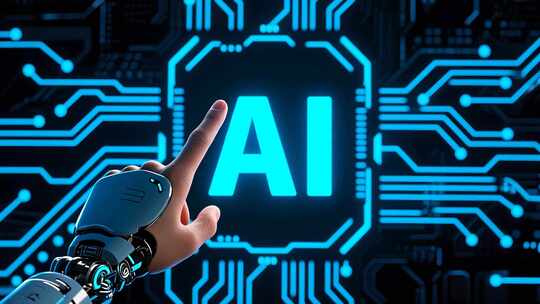 机械手指点击AI芯片画面